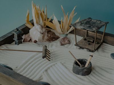 Zen garden elements representing peace and focus